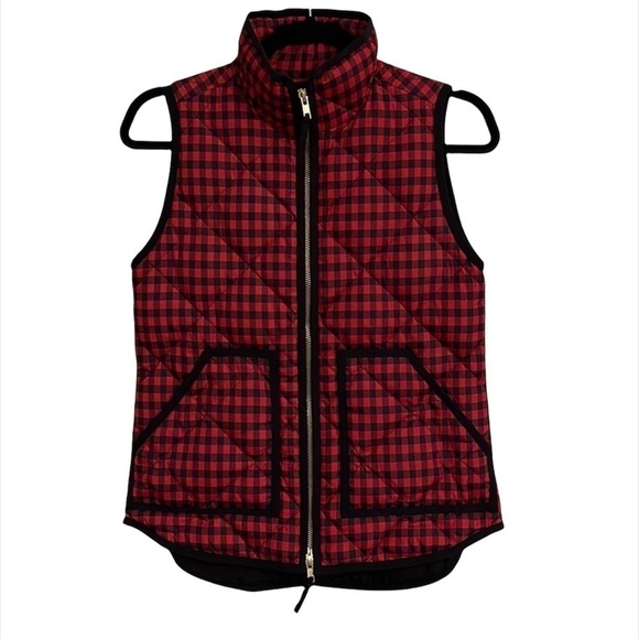 J. Crew Red Buffalo Check Puff Vest XXS - Picture 1 of 5